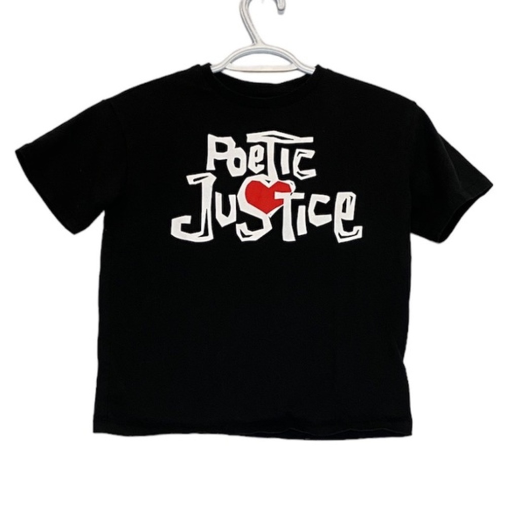 GAP TEEN Cropped Black Poetic Justice T shirt size 8
